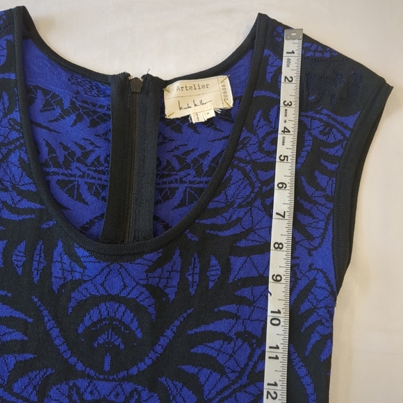 Nicole Miller Artelier graphic above knee dress ,blueish purple/ black, size P - Picture 7 of 10